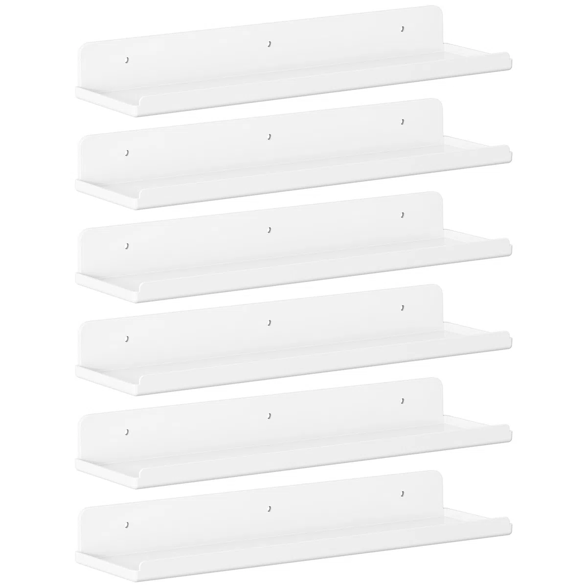 Lifewit 38 cm Estanterías flotantes, Juego de 6, Acrílico Blanco, Sirve para Libros/vinilos/Fotos/Imágenes, Sala de Estar, baño, Cocina - Almacenamiento y organización