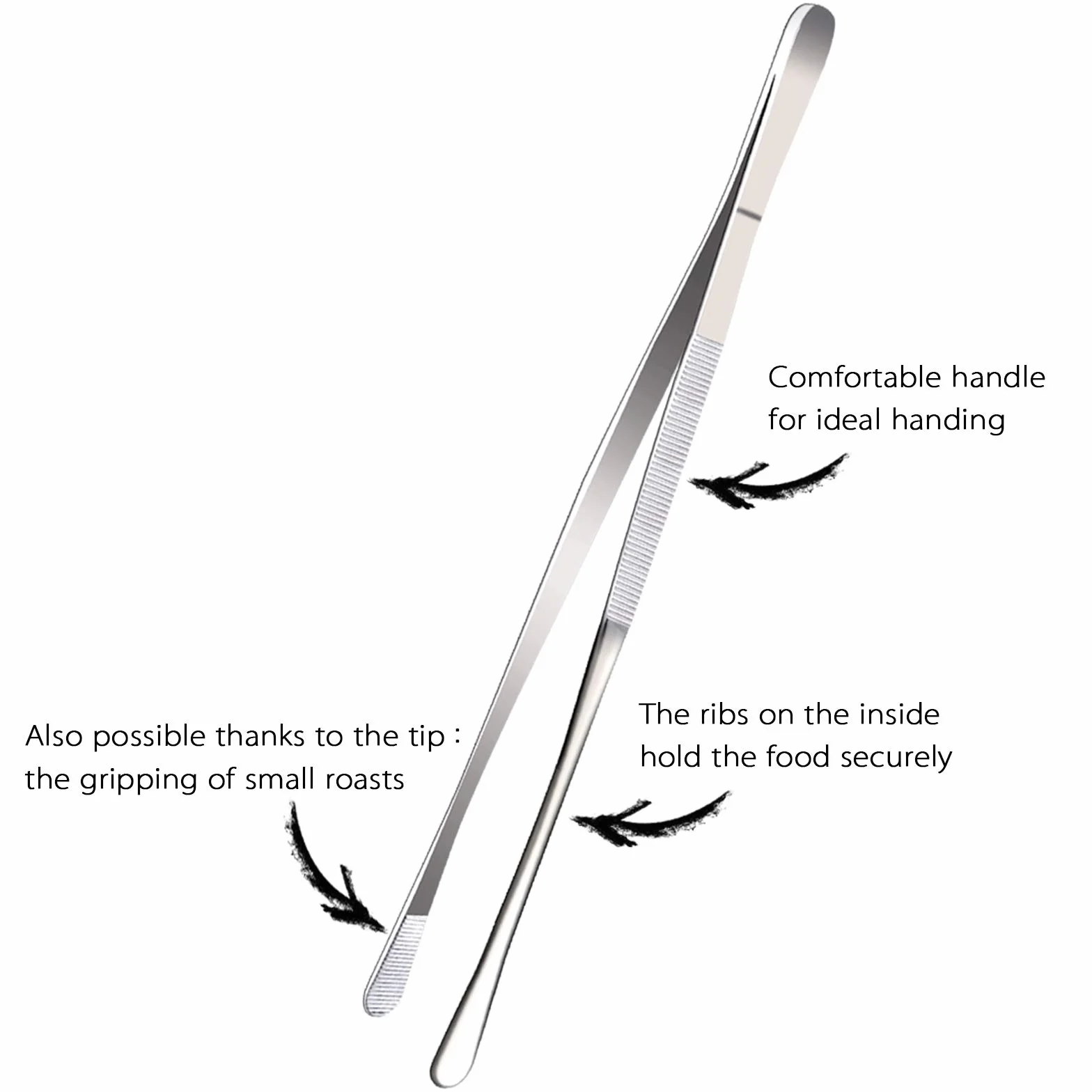 Pinzas profesionales de cocina y cocina de 12 pulgadas, pinzas largas de acero inoxidable, para barbacoa, chapado, multiusos