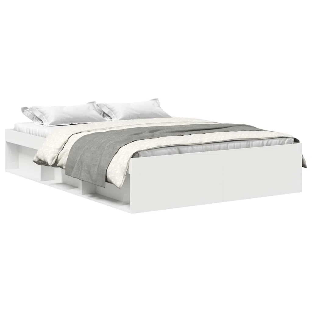 vidaXL Estructura de Cama, Somier con Almacenaje, Armazón Marco de Cama de Invitados, Mueble para Dormitorio Hogar, Blanca 140X200 cm