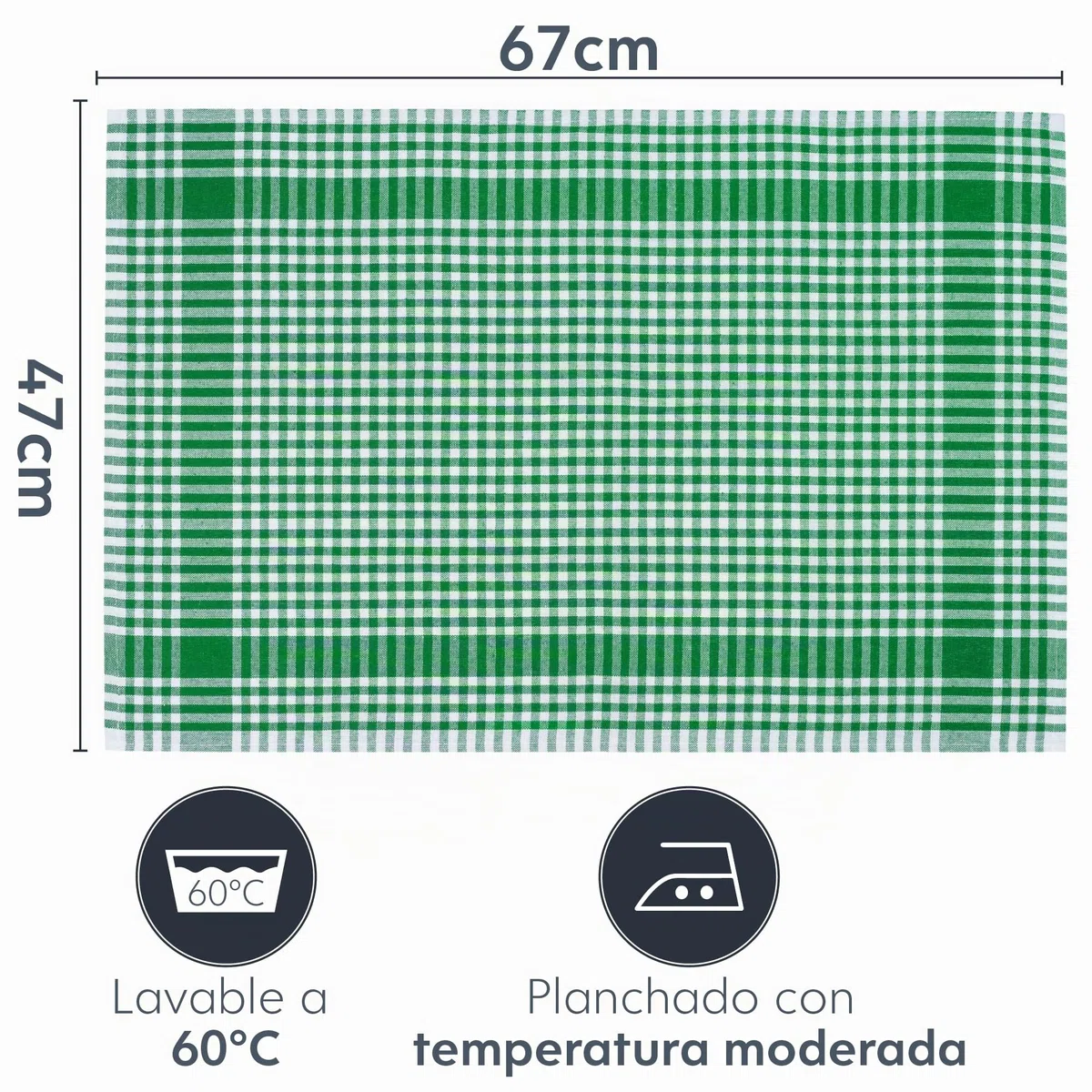 Twinzee - Set de 10 Textiles de Cocina a Cuadros - 100% Algodon - 47 x 67 cm - Diseño Retro - Paños de Cocina para secar la vajilla y Las Manos - 2 Azul, 2 Rojo, 2 Verde, 2 Naranja, 2 Amarillos