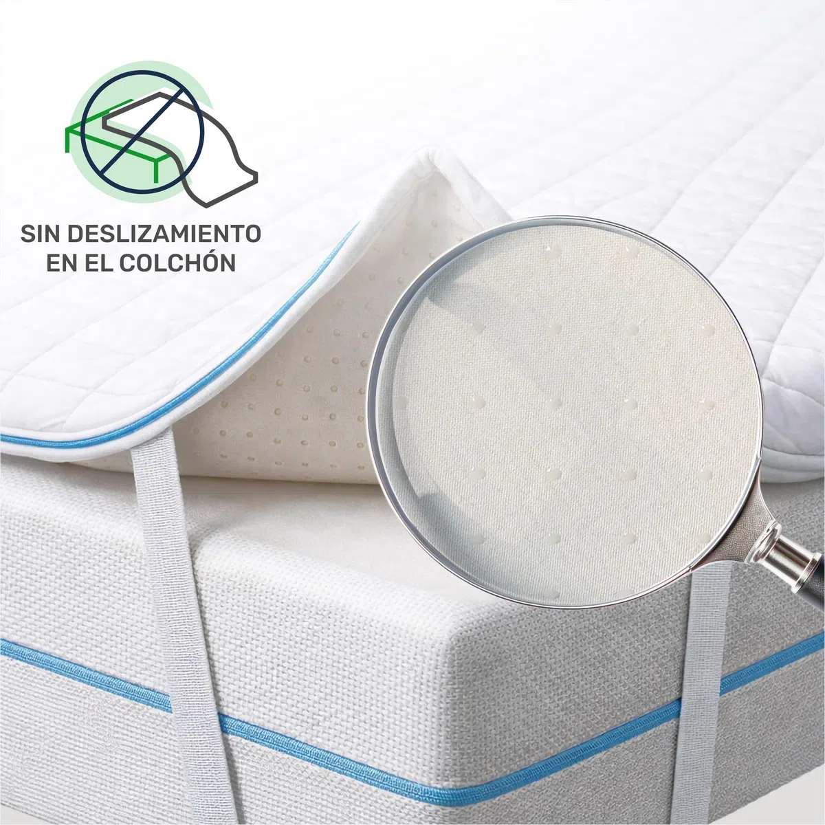 Dailydream Topper Viscoelástico, Memory Foam, 80x200 cm, 7 cm | Edición Pure, H1/2, sobrecolchón viscoelástico con funda lavable, base antideslizante y correas elásticas.
