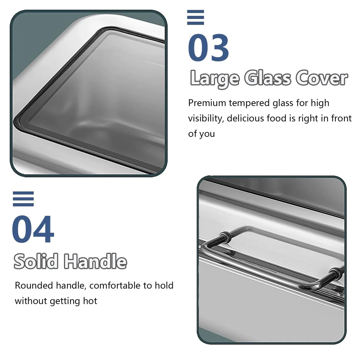 Chafing Dishes para Buffet, Chafing Dish De Acero Inoxidable, Chafing Dishes Y Calentadores De Buffet con Bandeja para Comida Y Agua, para Cualquier Fiesta,9QT