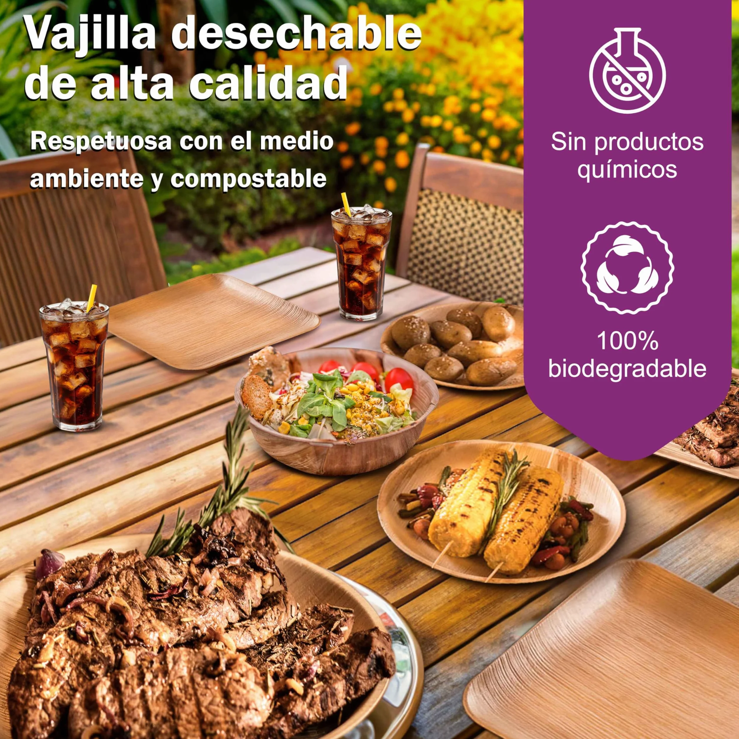 25 Platos Desechables de Hoja de Palma Orgánicos - Ovalado 25 cm - Vajilla Ecológica - Estable, Natural y Biodegradable - Elegantes para Fiestas - como Menaje de Bambu