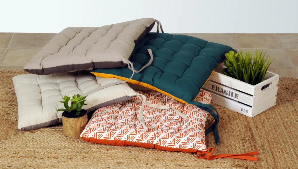 Atout Ciel – Juego de 2 Almohadillas de Silla cuadradas, Bicolor 40 x 40 cm, Color Gris y Gris
