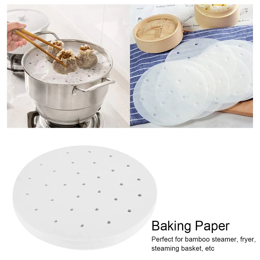 400 Piezas de Papel de Pergamino de Freidora, Revestimiento de Papel de Vapor No Ronda de Vapor de 24 Cm para Accesorios de Freidora y Vapores