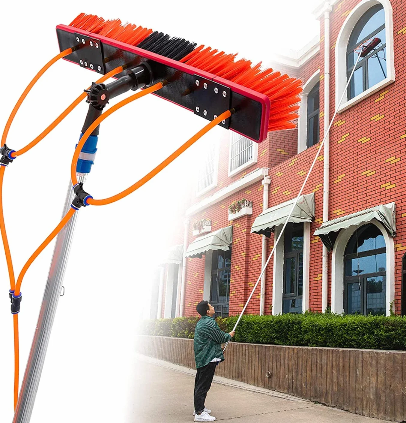Kit de limpieza de paneles fotovoltaicos, poste extensible de 3 a 12 m con cepillo para un mantenimiento y limpieza eficientes del panel solar, diseño ajustable para un fácil alcance