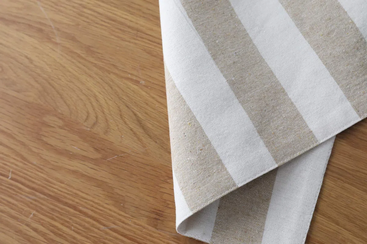Esteras de tabla de la raya, manteles individuales antimanchas del aislamiento de calor, esteras de lugar lavables de la tela para la decoración de la mesa de la cocina del comedor,Beige_set of 6