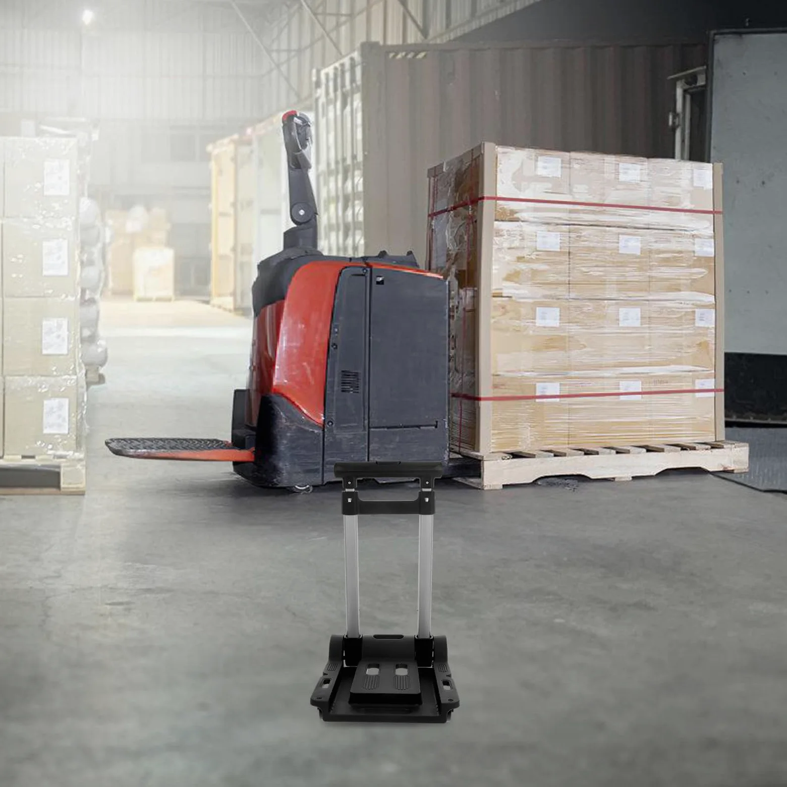 Carro de transporte plegable resistente compacto y portátil con materiales duraderos y ruedas giratorias, ideal para viajes, compras y uso industrial