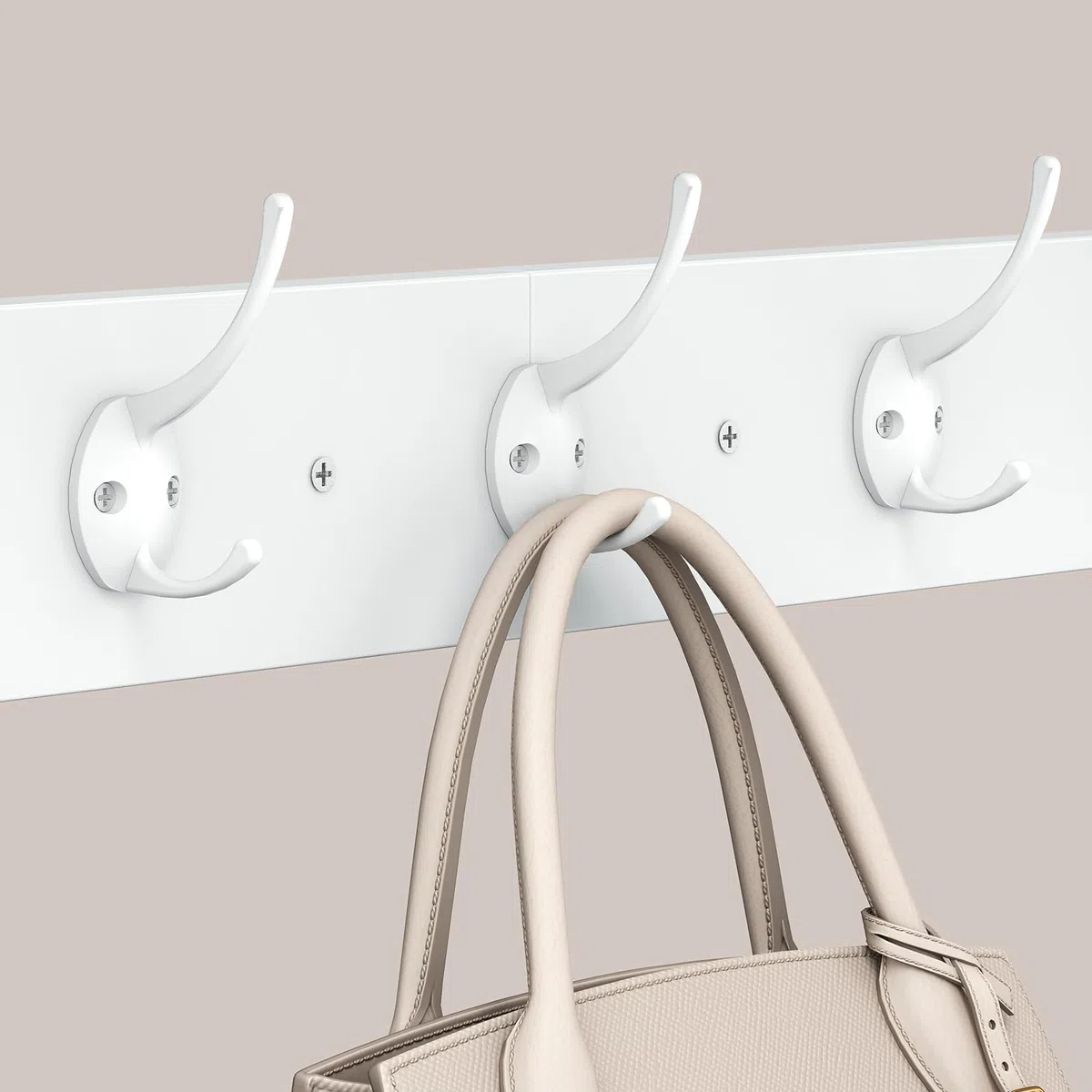 HOOBRO Perchero de Pared con Estante, Perchero Flotante con Barra y 5 Ganchos, Estante Colgante para Paraguas, Sombreros, Bufandas, para Entrada, Pasillo, Sala de Estar, Dormitorio, Blanco EWT78YM01