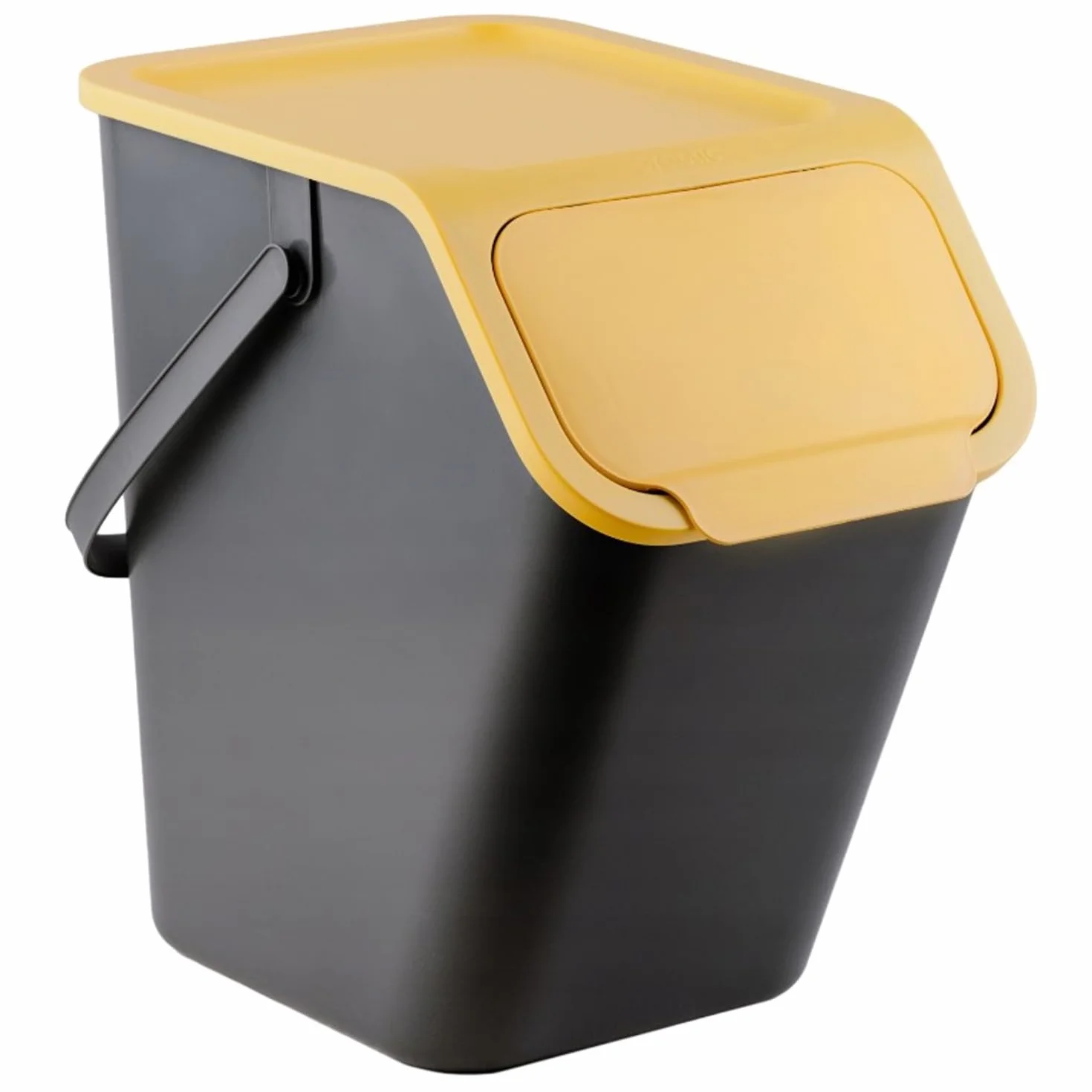 Practic Bini Juego de 3 Cubos de Basura, Cubos Apilables, Tapa con Sistema de Clic, Separación de Residuos de Cocina (3x25L + filtros)