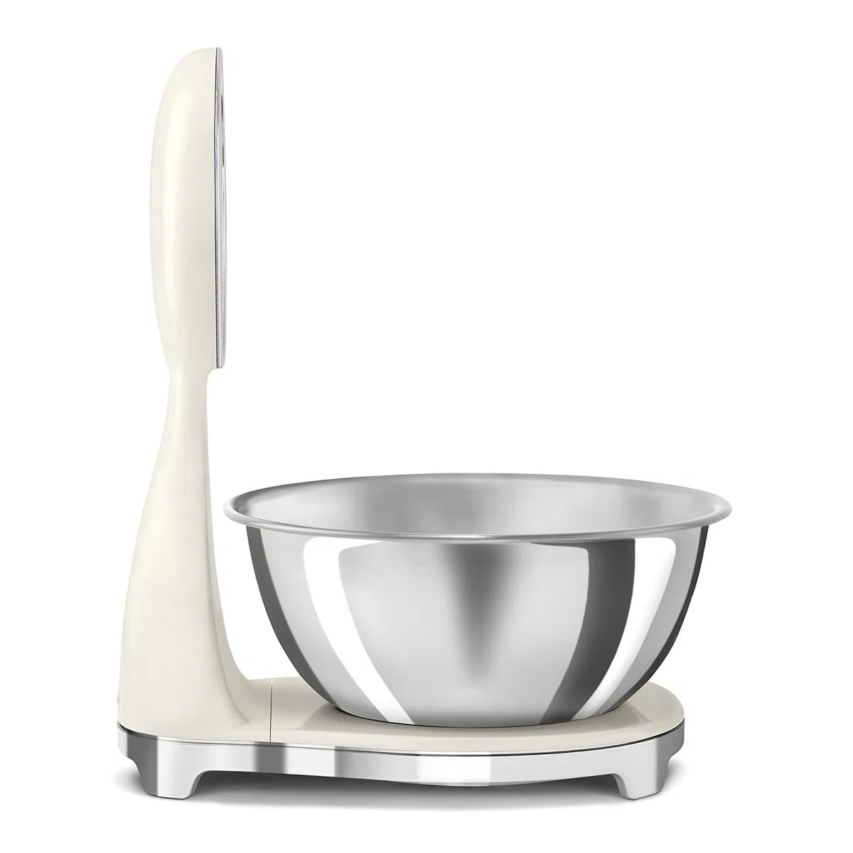 Smeg, báscula de cocina digital y analógica KSF01PBWW, cuenco extraíble de acero inoxidable de 1,8 L, cuatro unidades de medición g/ml y lb.oz/fl.oz, con función tara, capacidad máxima de 5 kg, crema