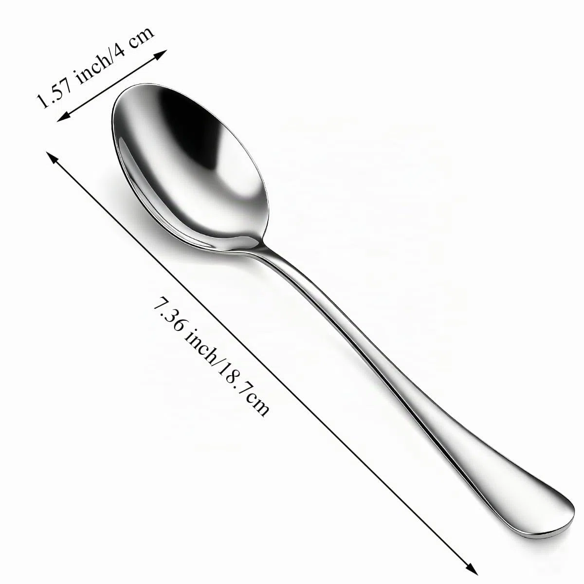 Berglander Juego de 24 cucharas de cena de acero inoxidable de grado alimenticio de 7.35 pulgadas, cuchara de sopa para el hogar, cocina o restaurante, pulido con espejo, apto para lavavajillas