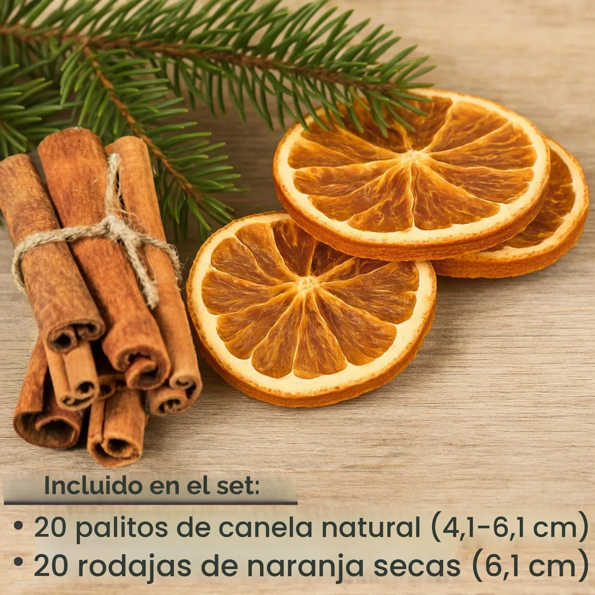 20 rodajas de naranja secas y 20 varitas de canela, decoración para guirnalda de Navidad, decoración natural, para guirnalda de Adviento