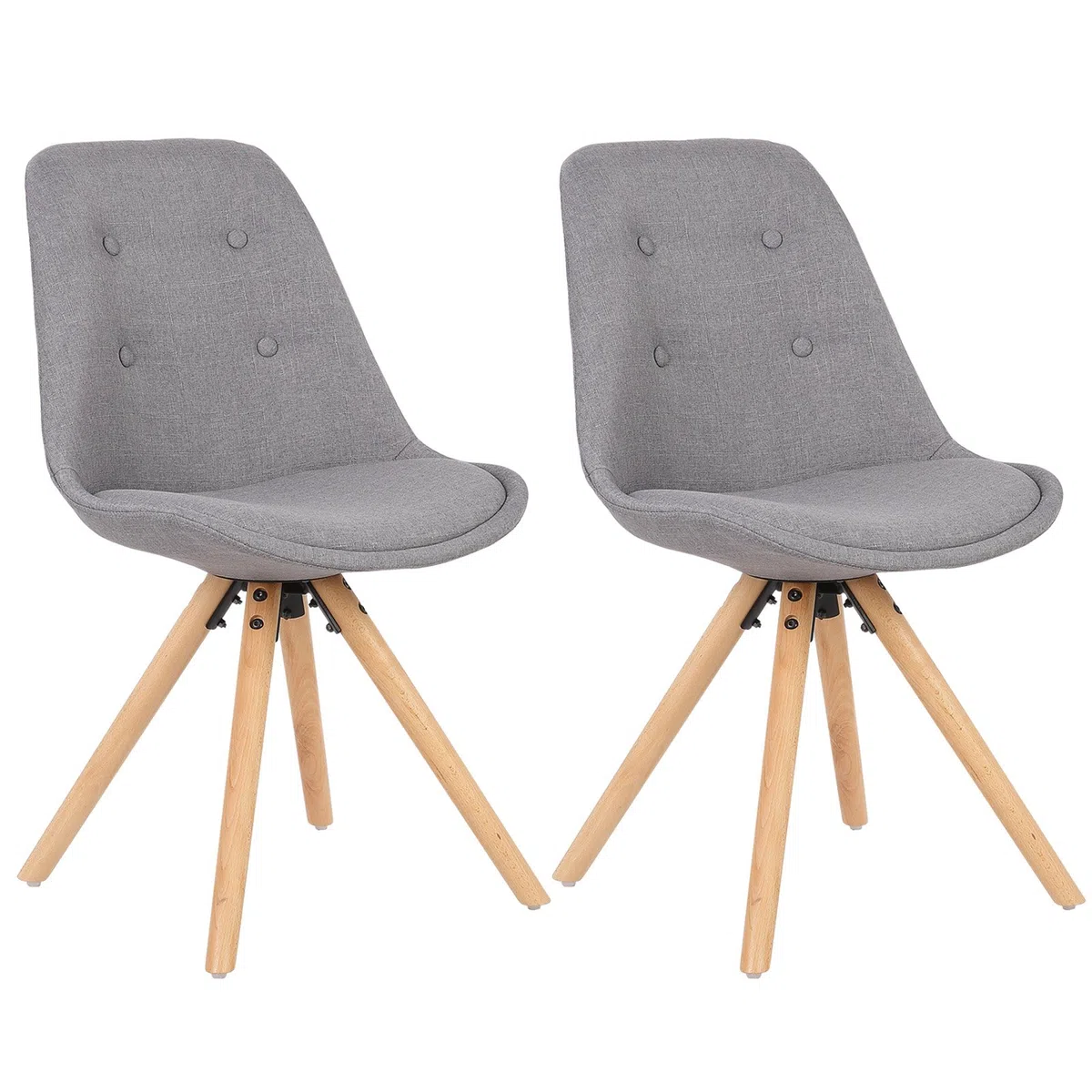 WOLTU Juego de 2 Silla de Comedor,Lino,Gris | Estilo Vintage,Pata de Madera, Maciza con Respaldo