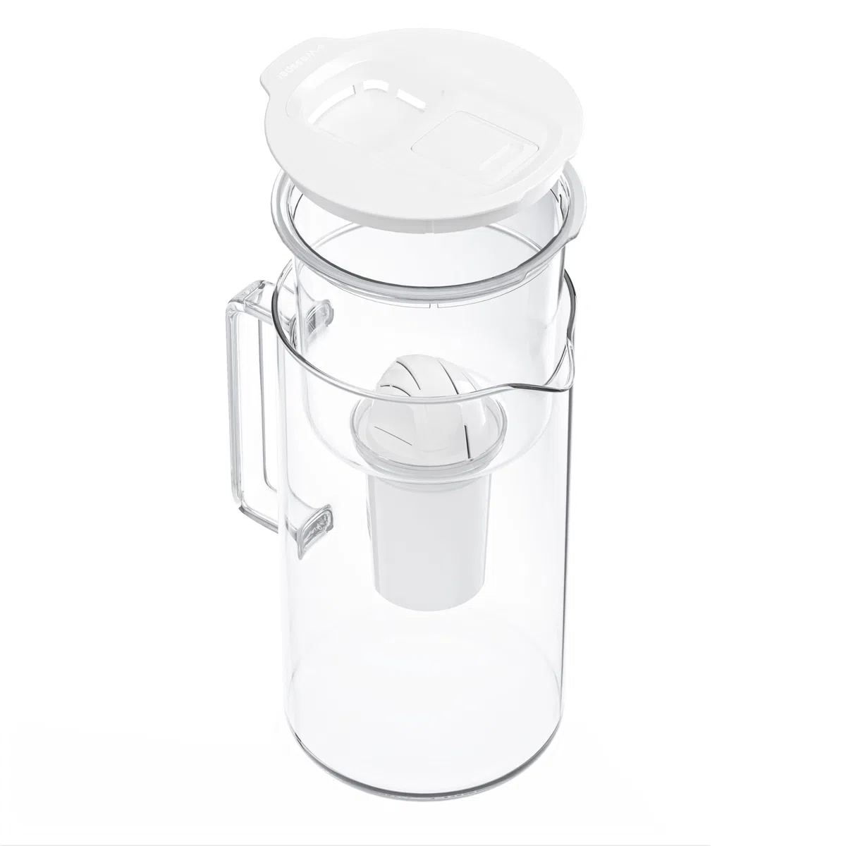 Wessper Jarra Filtrante de Vidrio con cartuchos filtrantes para Agua Potable de 2 l, Jarra filtrada con Contador Inteligente, Kit que Incluye 1 filtro de Carbón Activo- Blanco