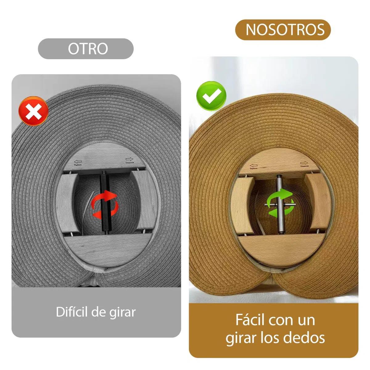 Estirador de Sombreros de Madera Natural de Cuatro Direcciones, Ensanchador de Sombreros, Horma para Sombreros de Fieltro, Paja, Lana, Gorras de Béisbol – de 18,5 a 24 cm para Hombre y Mujer