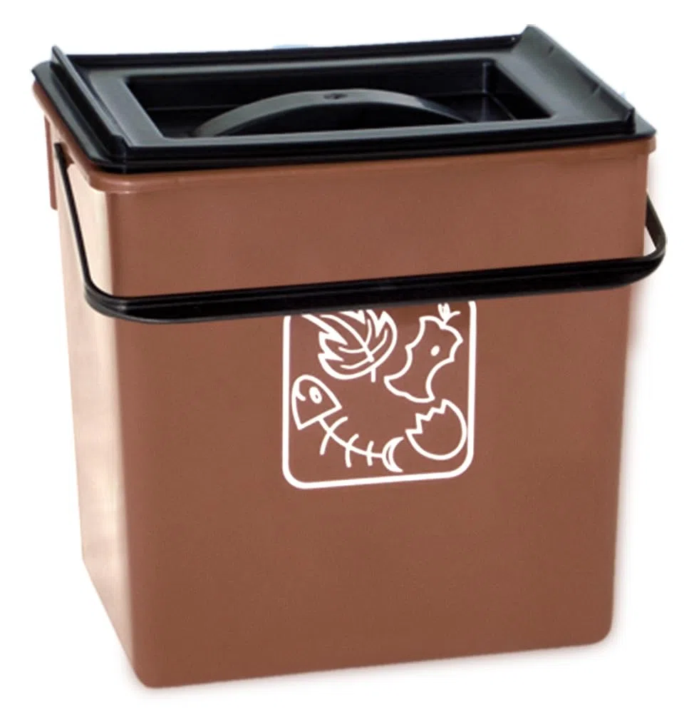 Cubo Basura Reciclar Marrón Orgánico 28x20,5x27 cm con Asa y Tapa 12L Cubo Basura Reciclaje Orgánico Marrón con Tapa y Asa | Contenedor para Residuos Orgánicos y Compost