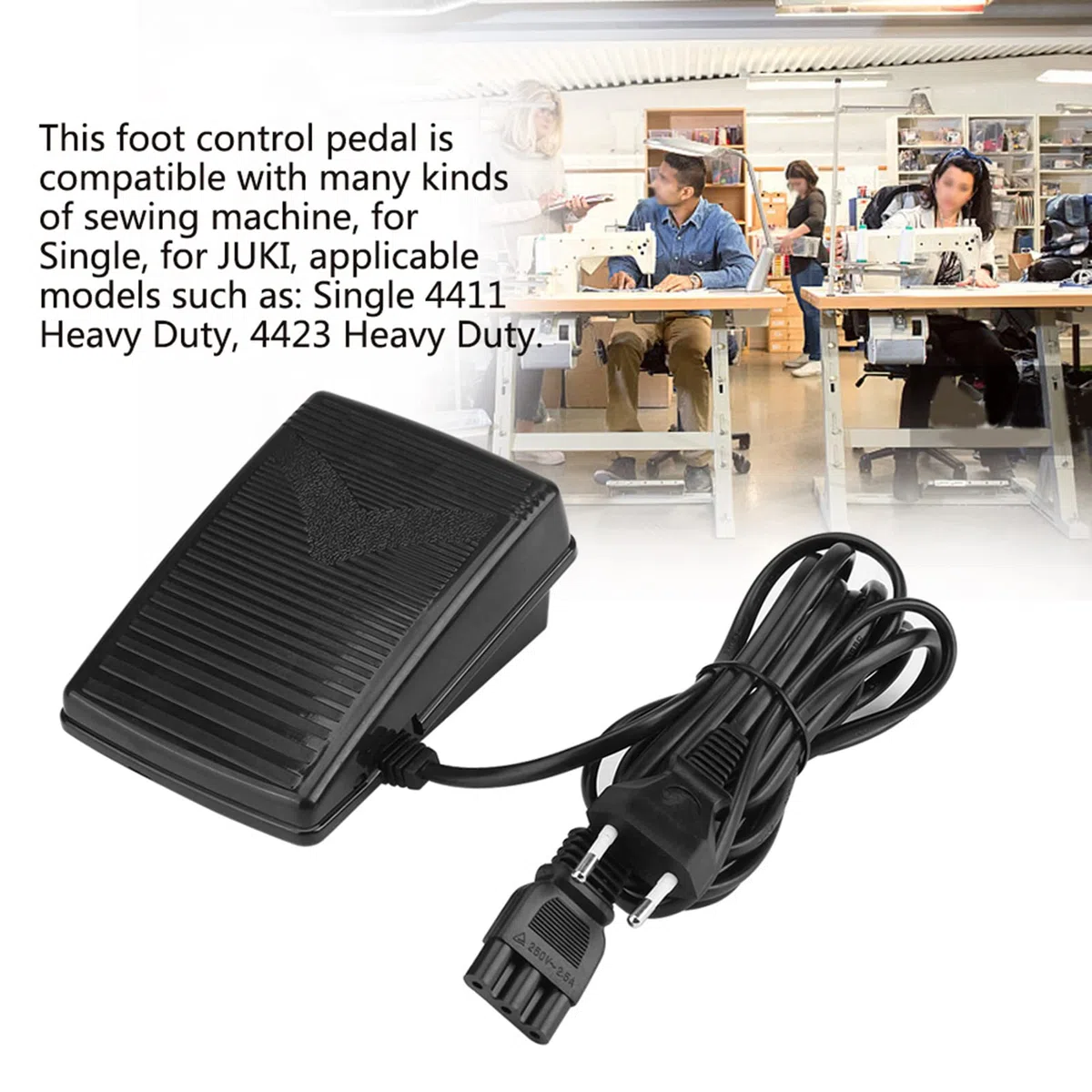 Pedal de Control de Pie para Máquina de Coser Casera con Cable de Alimentación Pedal de Control de Pie Universal con Luz y Bloque de Motor (Enchufe de la UE)