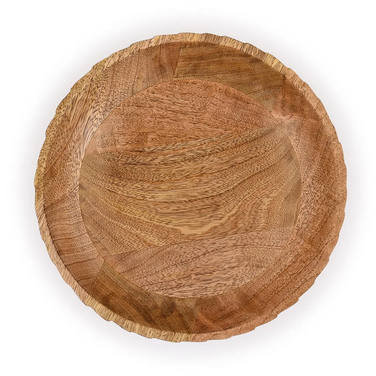 Frutero de madera de mango, cuenco de pedestal para decoración de mesa, para encimera de cocina, cuenco de frutas secas (30,48 cm x 30,48 cm x 12,06 cm)