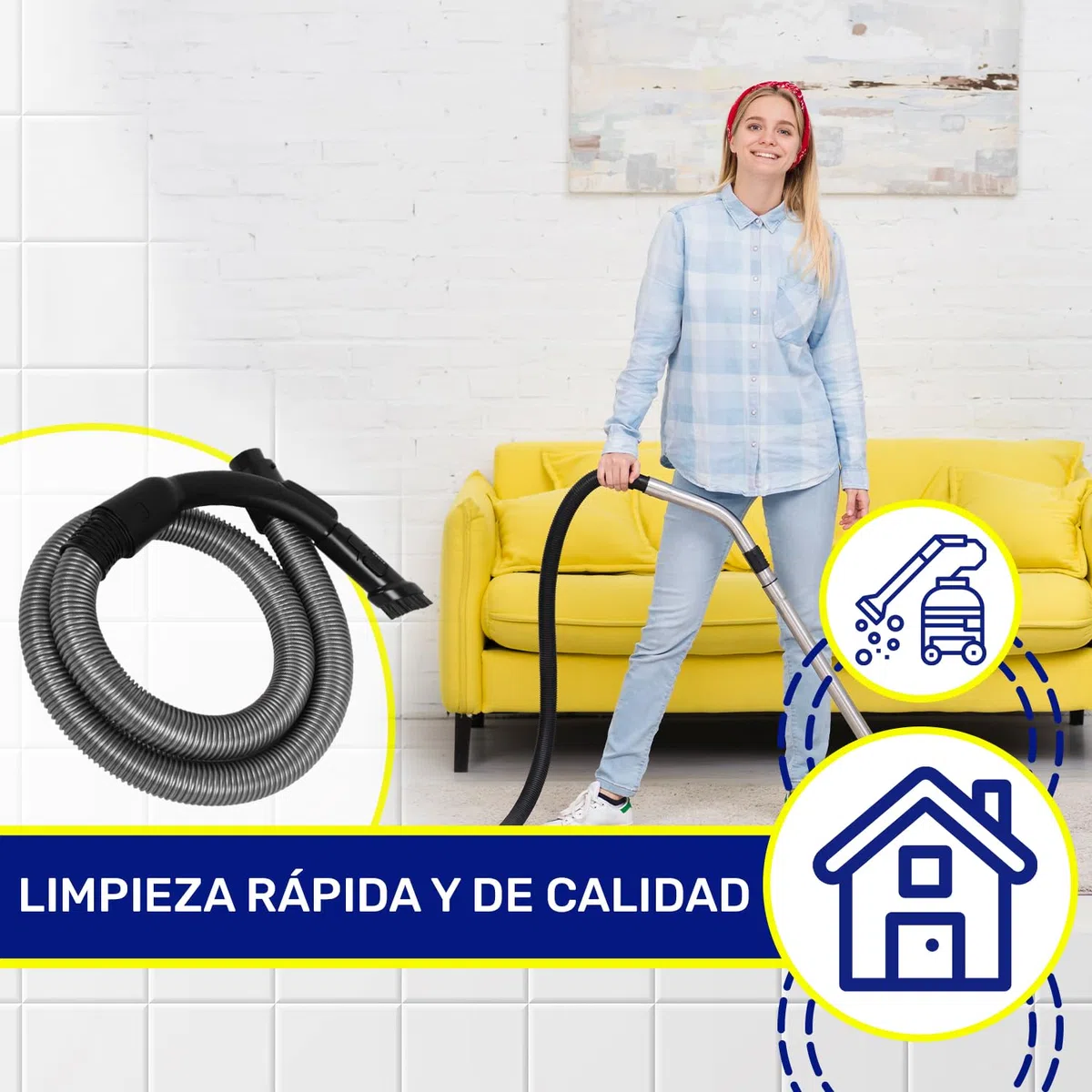 Tubo Flexible Aspiradora 1,5 m con Código Original RS-RT900428 SS-7223035243 para Rowenta - Garantía de 10 Años - MONTERAL