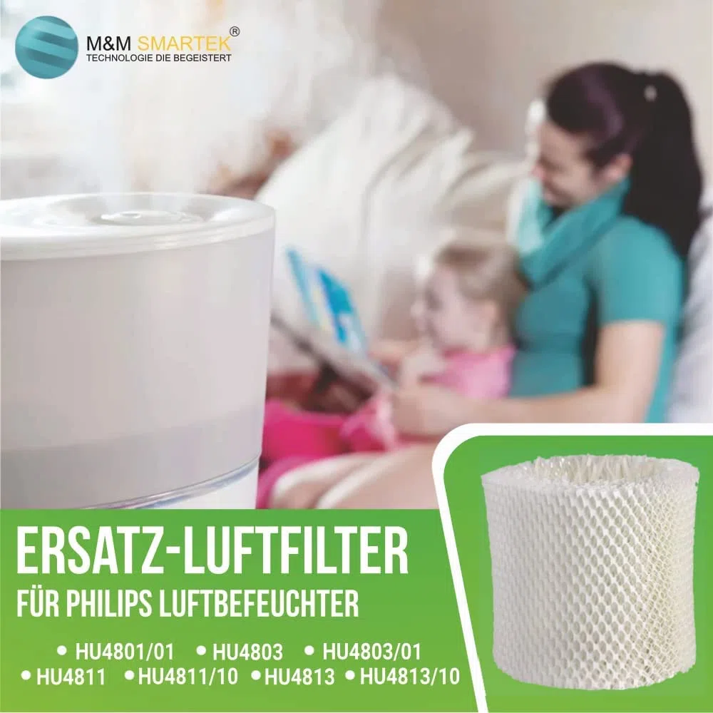 Filtro humidificador de repuesto para Philips HU4801/01, HU4803, HU4803/01, HU4811, HU4811/10, HU4813, HU4813/10 (1 unidad)