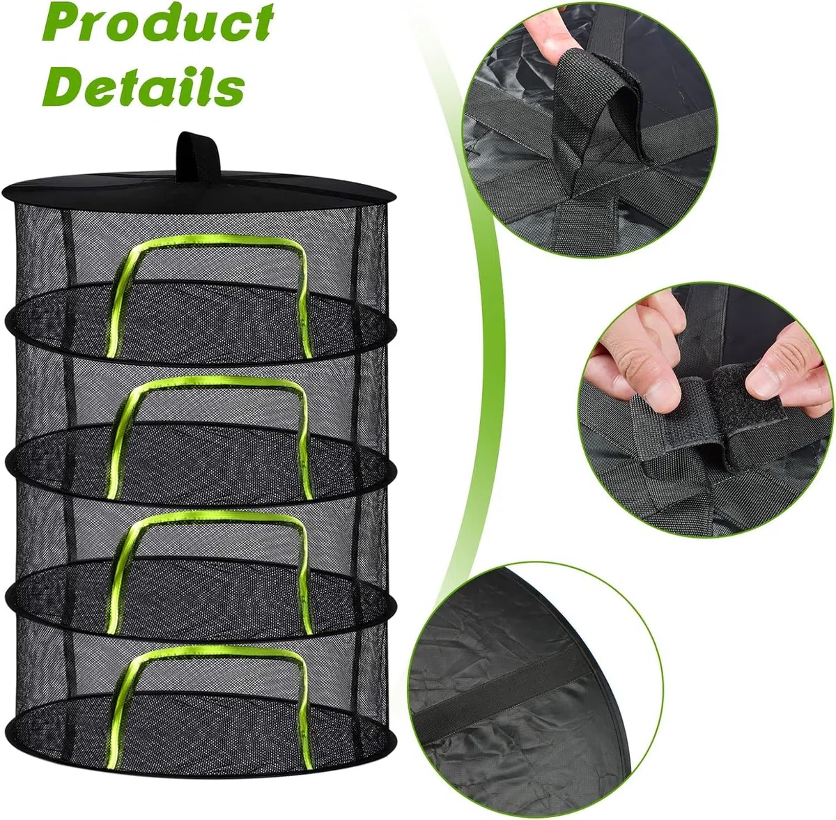 Forhome Red de Secado Plegable de 4 Capas a Base de Hierbas con Malla para Colgar, Bolsa de Almacenamiento y Ganchos