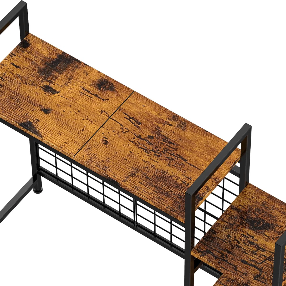 YBING Estantería de escritorio, estantería de libros, estantería de mesa con 4 estantes y compartimento abierto, estante de escritorio para ordenador, estantería multifuncional de madera para el hogar