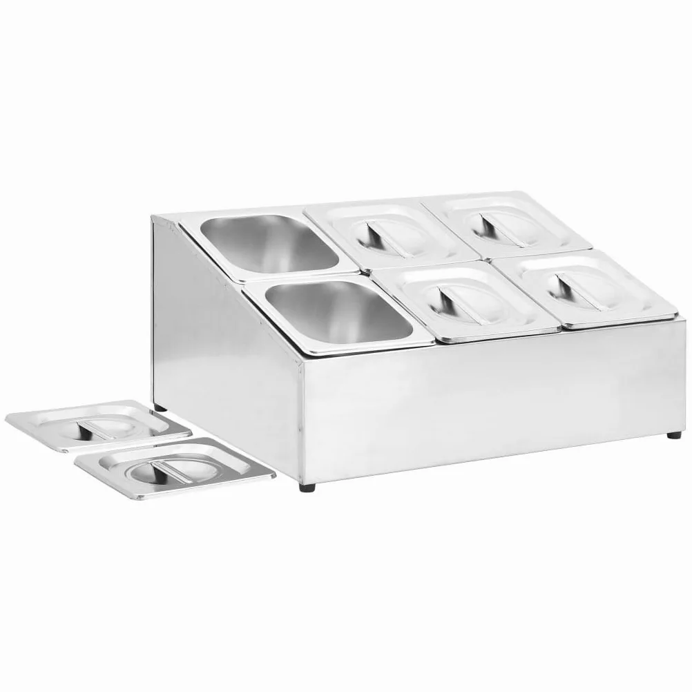 Homgoday Soporte de Bandejas Gastronorm Doble Fila - Acero Inoxidable, 6 Contenedores GN 1/6, Apto Lavavajillas