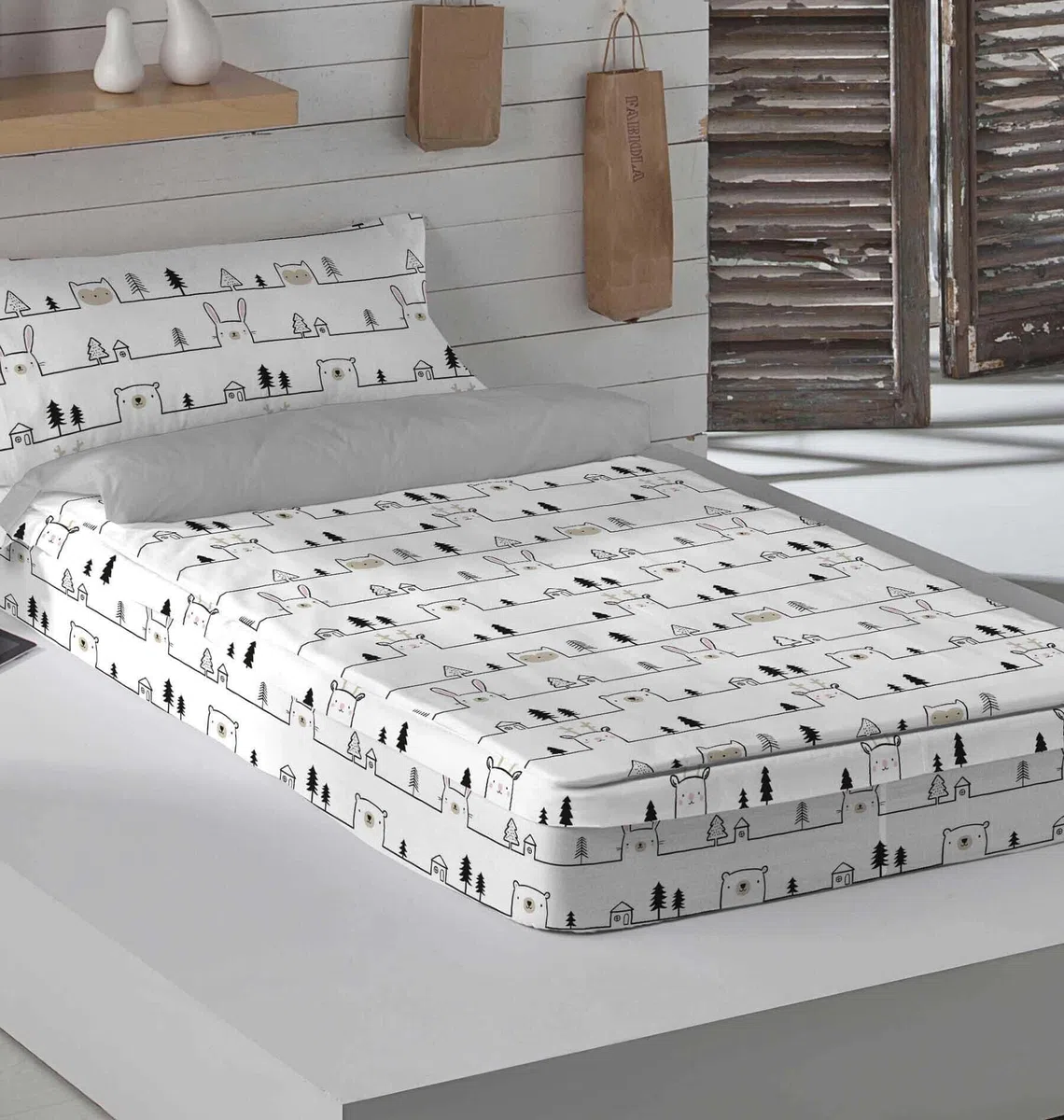 ICEHOME Saco Nórdico con Relleno Cama 90, 100% Algodón, Juego de Saco Nórdico 90x190/200 cm + Relleno de 300 gr + 1 Funda de Almohada 45x110, House Animal