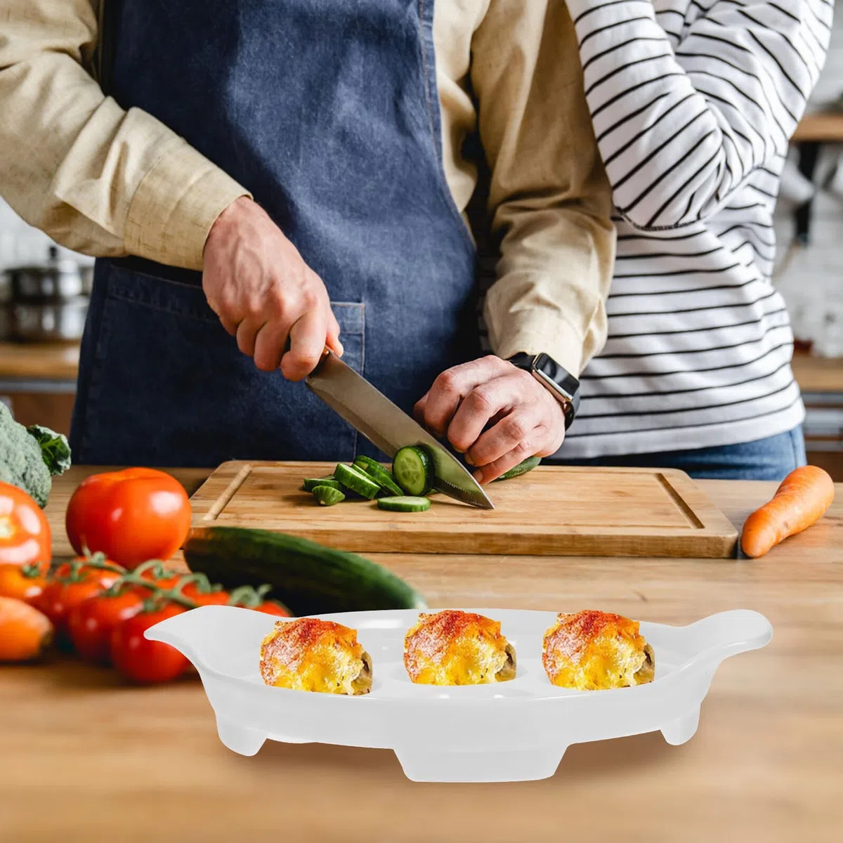 Gatuida 4 piezas Platos Cerámica para Caracoles con Doble Asa Resistente Altas Temperaturas para Horno y Barbacoa Diseño Versátil para Mariscos y Aperitivos
