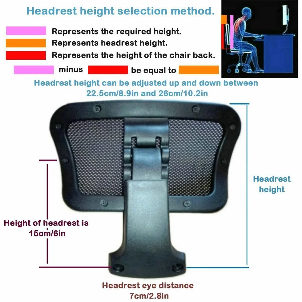 reposacabezas ajustable y giratorio, soporte para cuello y espalda de silla ejecutiva ergonómica, color negro