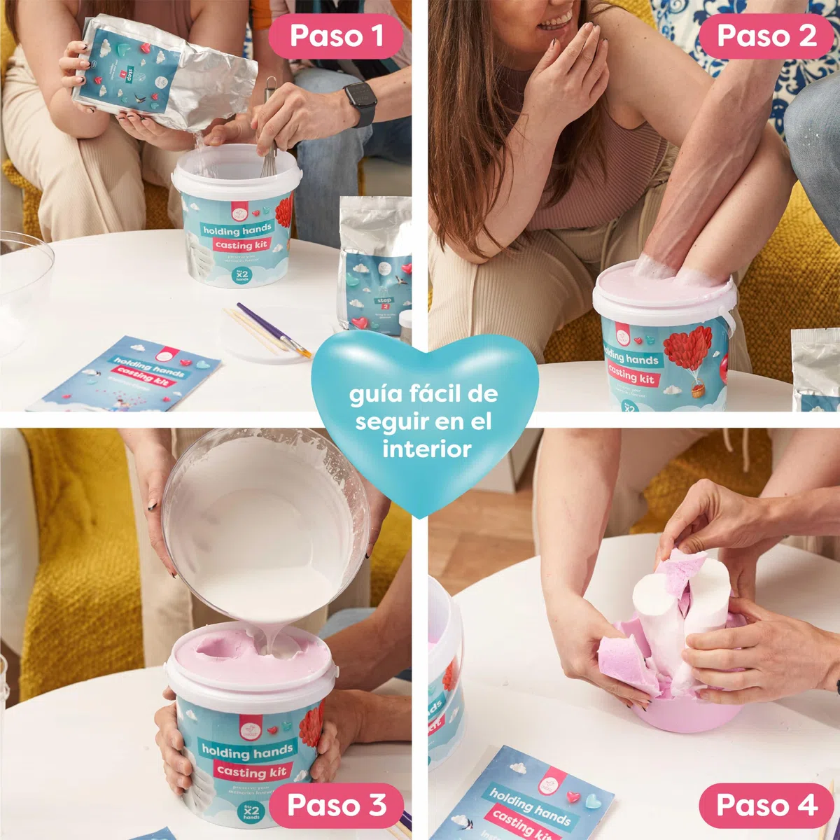 chuckle Kit 3D de Molde de Manos - Set Completo de Escultura con Base, Pinturas y Yeso - Regalo Original para Parejas, Madres o Padres