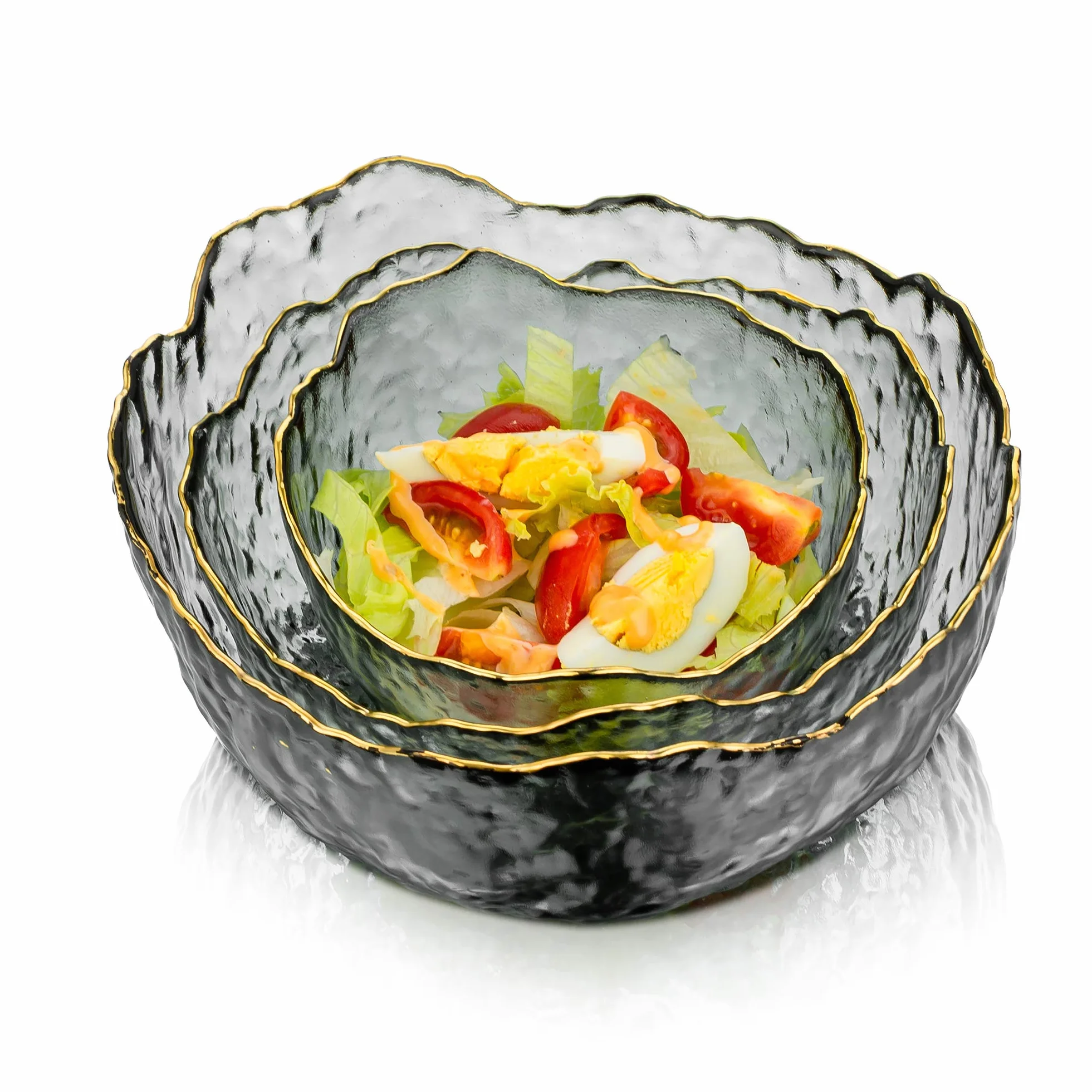 Tazones De Vidrio Para Servir Juego De 3 Tazones De Ensalada Apilables De Color Gris Ahumado Tazón Profundo Para Sopa Sopa De Frutas Pasta Curry Palomitas De Maíz Cereal Traje Para Mezclar Comedor