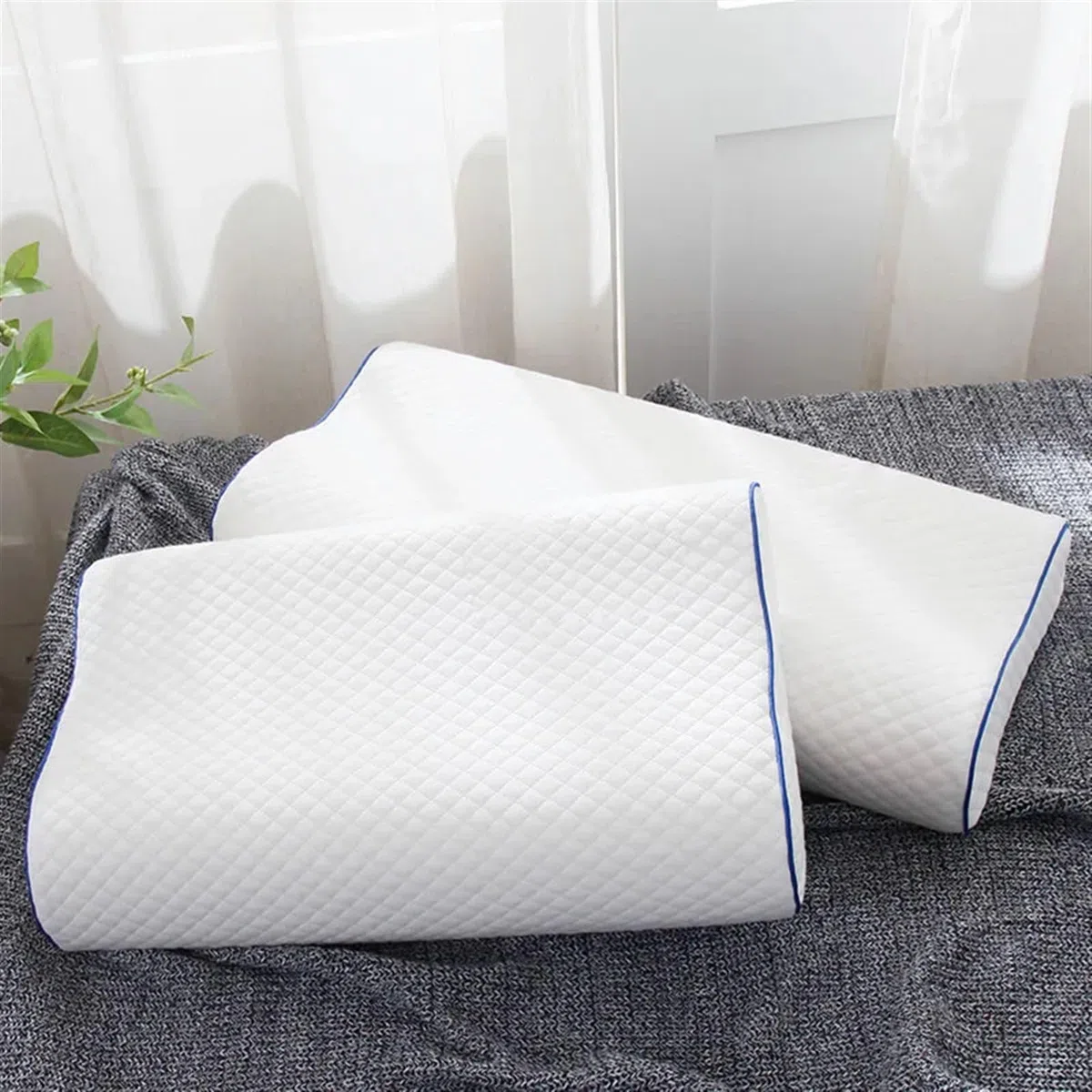 Almohada De Espuma Con Memoria Ropa de cama de espuma viscoelástica, almohada con protección for el cuello, almohada con forma de mariposa de espuma viscoelástica de rebote lento, tamaño for la salud