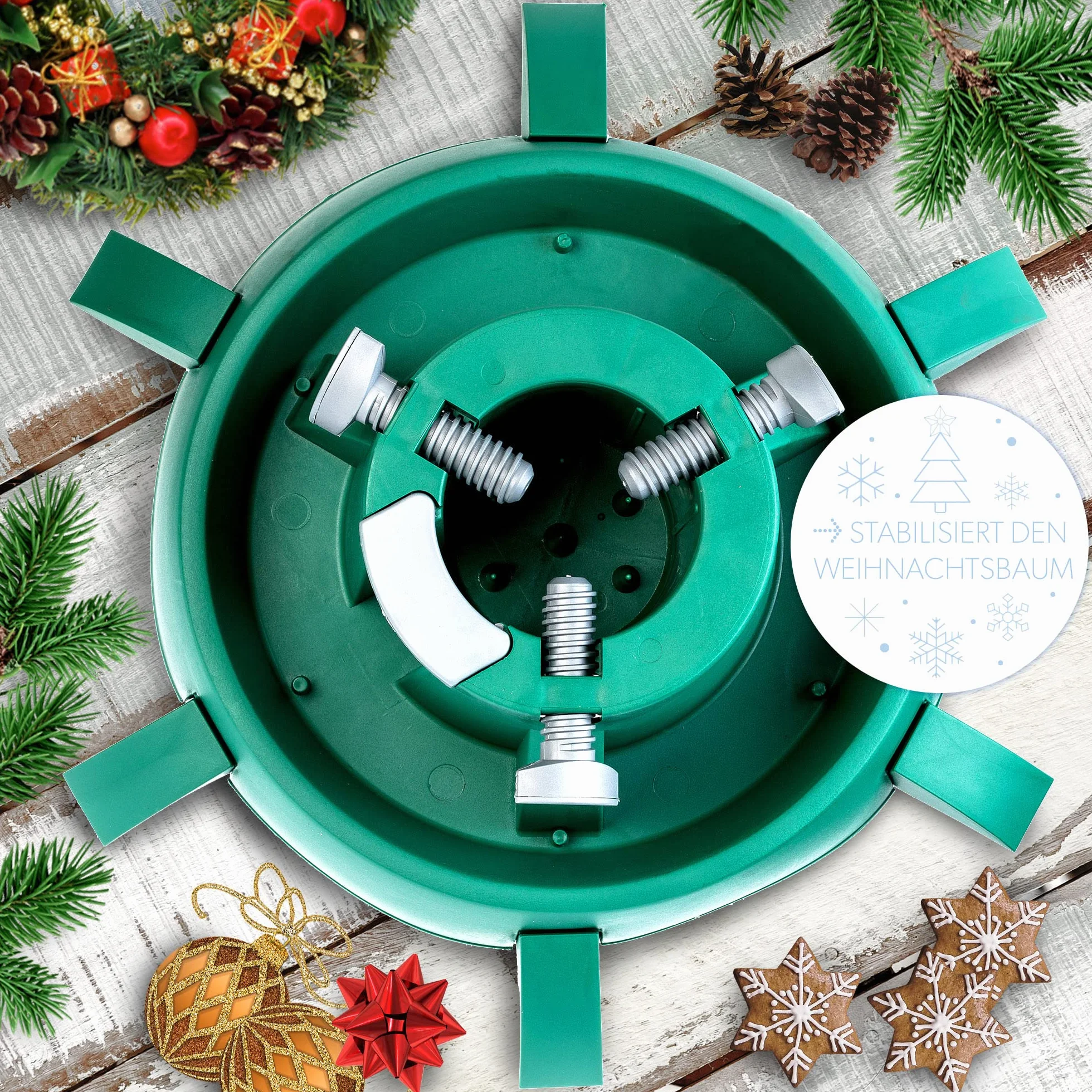 KADAX - Soporte para árbol de Navidad con depósito de Agua, diseño Moderno de plástico Resistente para árboles, Varios tamaños, Estable y Verde (Altura del árbol hasta 3 m)
