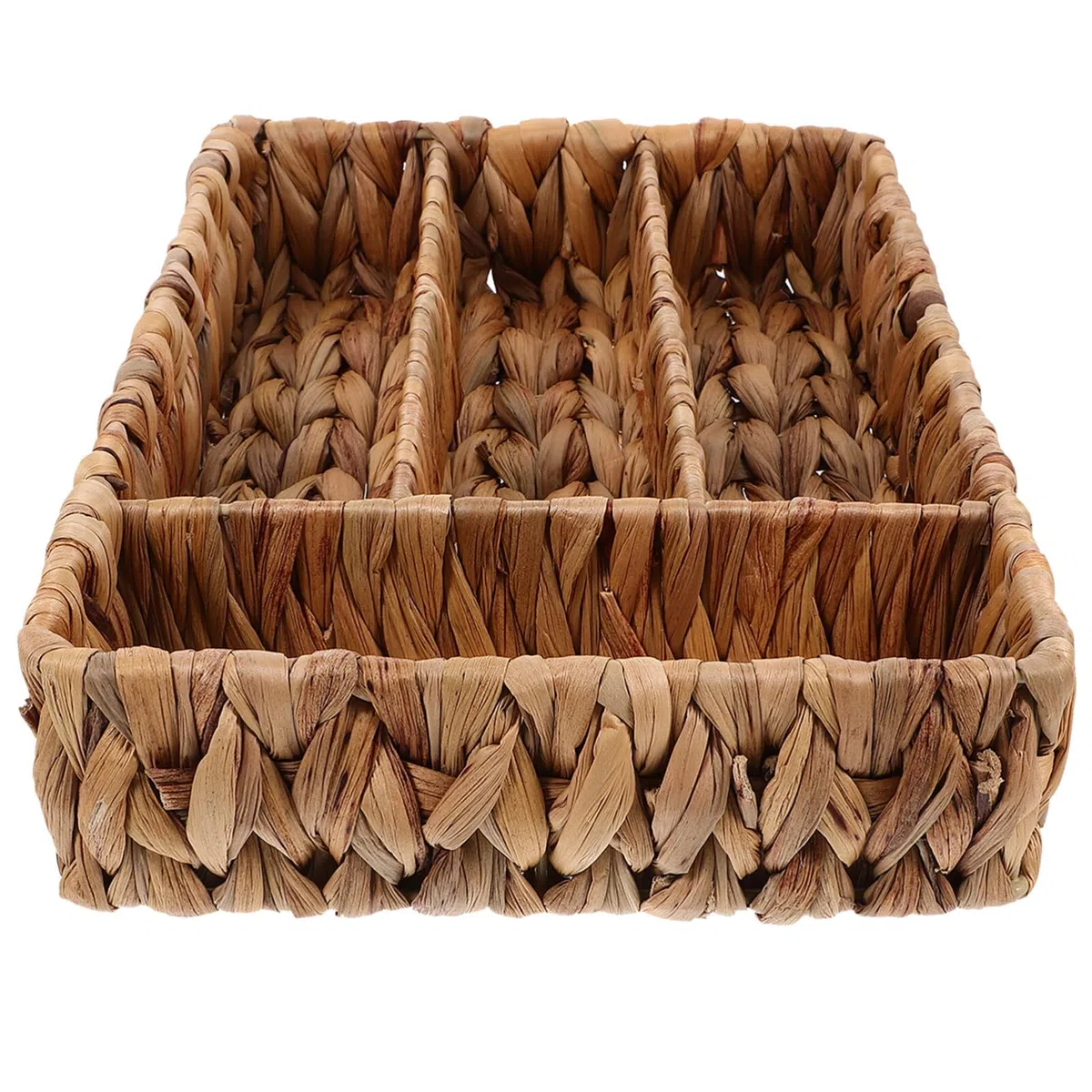 Cabilock Soporte Para Utensilios Tejido De Natural Cesta De Almacenamiento De Pastos Marinos Con Compartimentos Bandeja Para Utensilios Soporte Para Cubiertos Organizador De