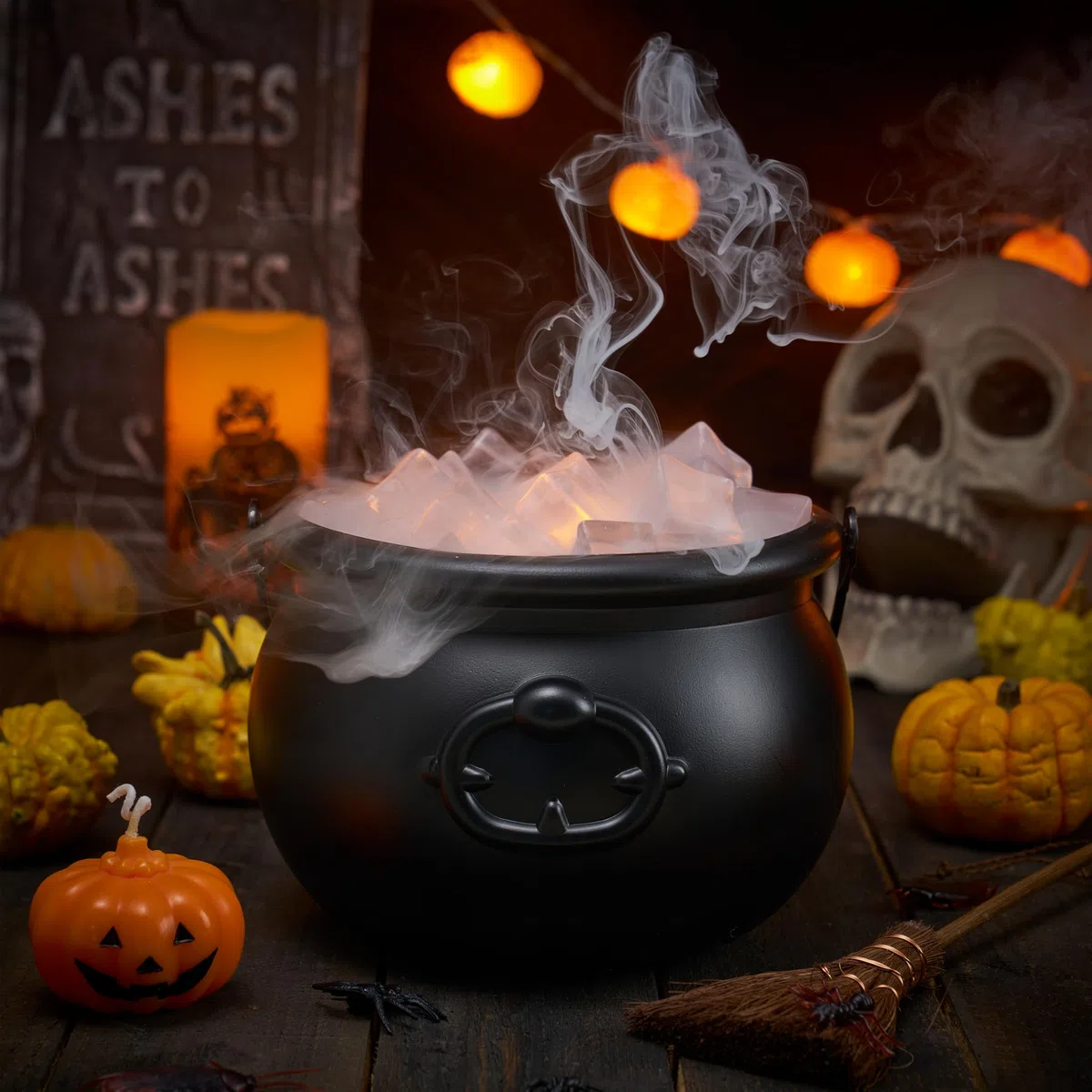 JOYIN Caldero Negro Grande de Halloween, 7.5 Pulgadas, Plástico, Gótico, Bowl de Halloween, Caldero, Decoración de Fiesta de San