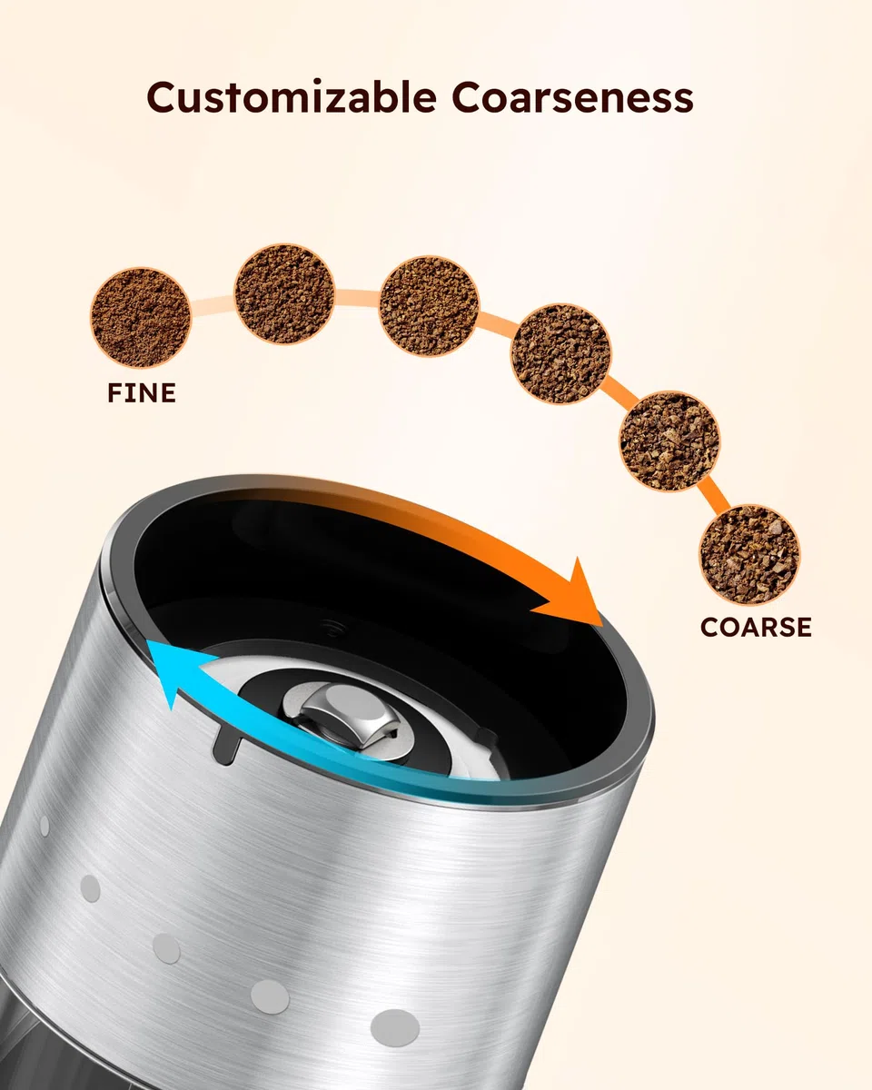 Sangcon Mini Molinillo Eléctrico de Sal y Pimienta con Base de Madera, Recargable USB, Pequeño Molinillo Pimienta Automático, para Viajes/Barbacoa/Niños, Control con un Botón (Acero Inoxidable)