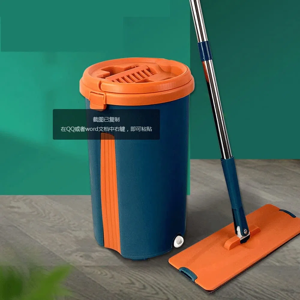 Fregona Mop Microfibra de 2 Piezas de 2 Piezas Manos Libres for Fregar la Fregadero de Limpieza húmedo y seco Fregona Plana con Cubo Mopa Fregona