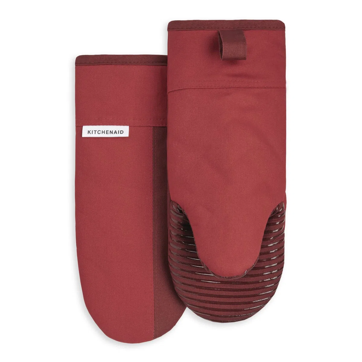 KitchenAid Beacon - Juego de Guantes de Horno Antideslizantes de Dos Tonos, Color Rojo pasión/Burdeos, 5.75 x 13 Pulgadas, 2 Piezas
