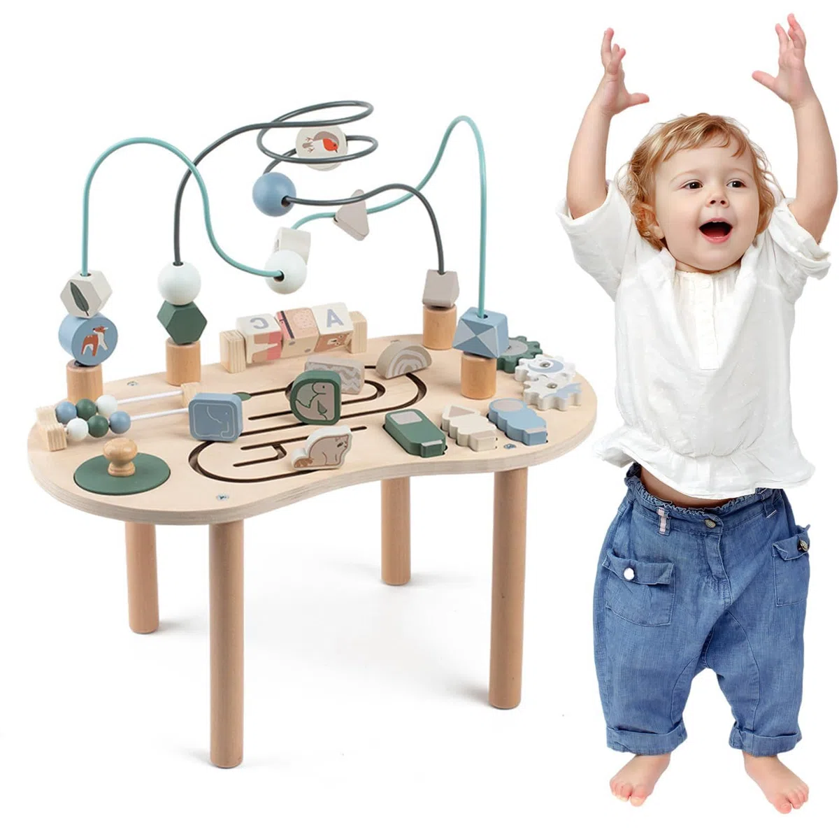 Mesa Sensorial para Bebés,Mesa de Juego de Madera | Juego Educativo de Madera Regalo Interior Familia