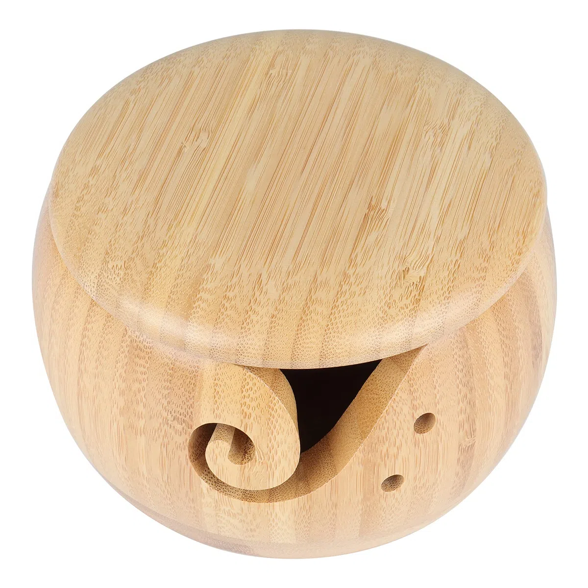 Coopay Tazón de hilo de bambú, cuenco para tejer, cuenco de lana de madera con tapa, soporte de hilo para tejer ganchillo, cuenco de lana para madejas de algodón circulares más pequeñas