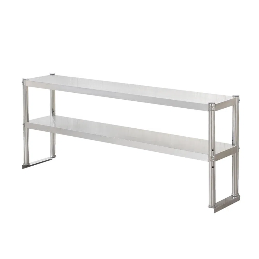 Estantes de acero inoxidable de 2/3 niveles, banco de trabajo portátil de metal y estante de pie para cocina y baño (70 x 30 x 60 cm, 2 capas) - Solución de almacenamiento duradera