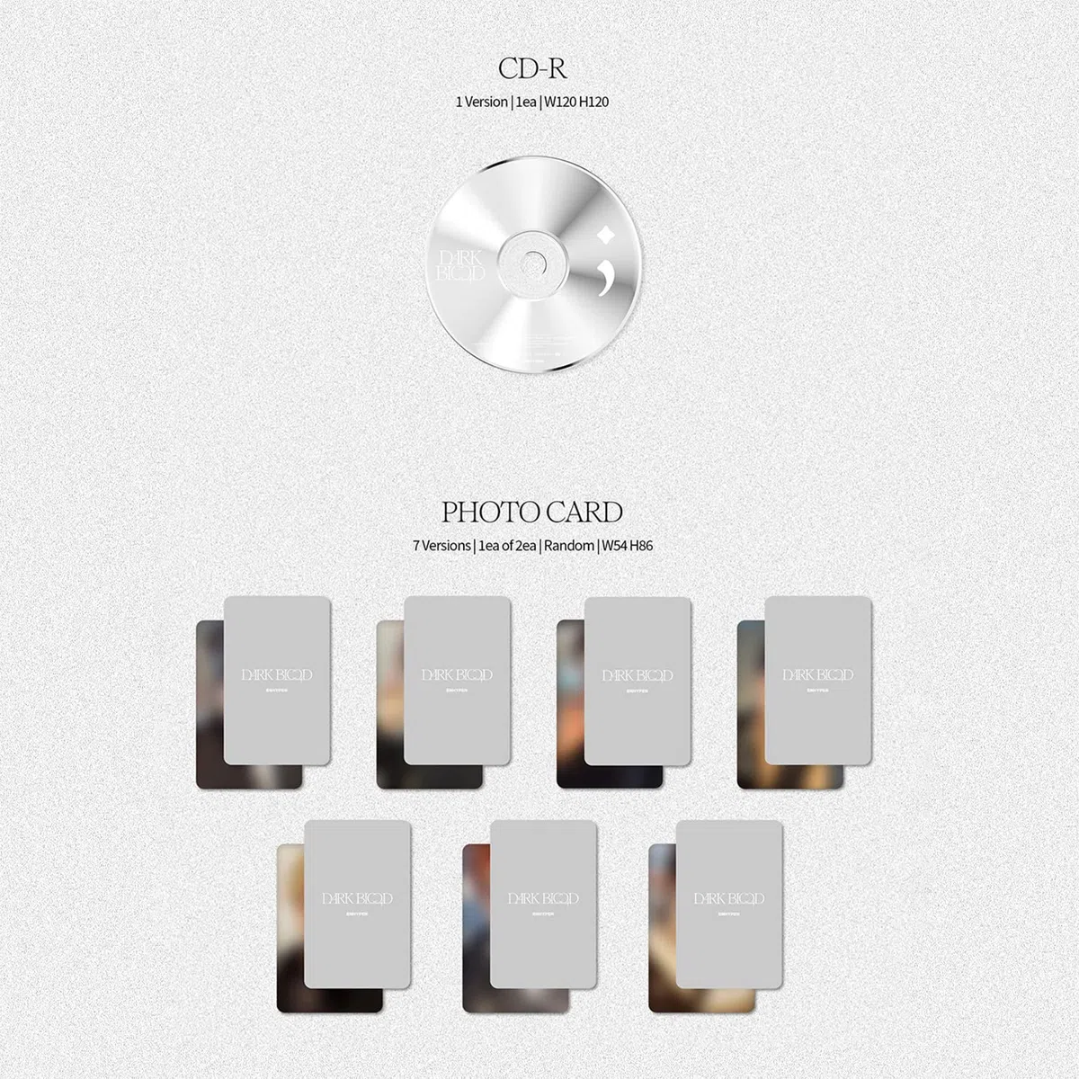 ENHYPEN – Libro de fotos Dark Blood (ENGENE ver. - RANDOM) Photo Book + CD-R + Card + Concept Card + Sticker + Postcard + 2 Pin Button Badges + 4 Extra Photocards