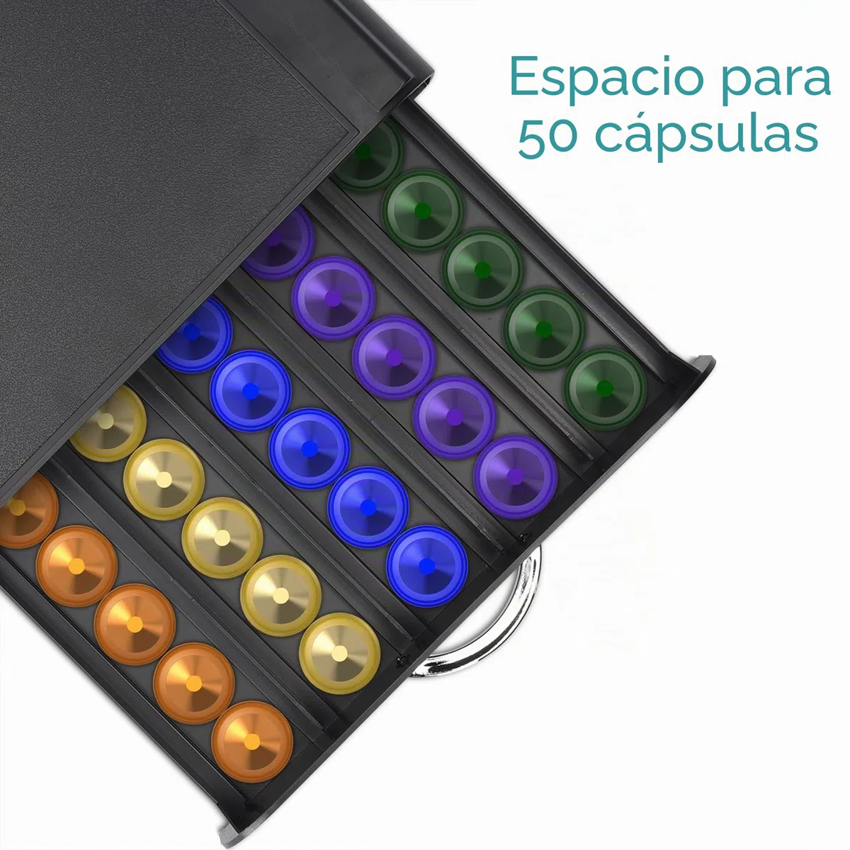 Navaris Dispensador de cápsulas café Compatible con Nespresso - Cajón y Soporte para cafetera de cápsulas - Accesorio con Capacidad de 50x cápsula
