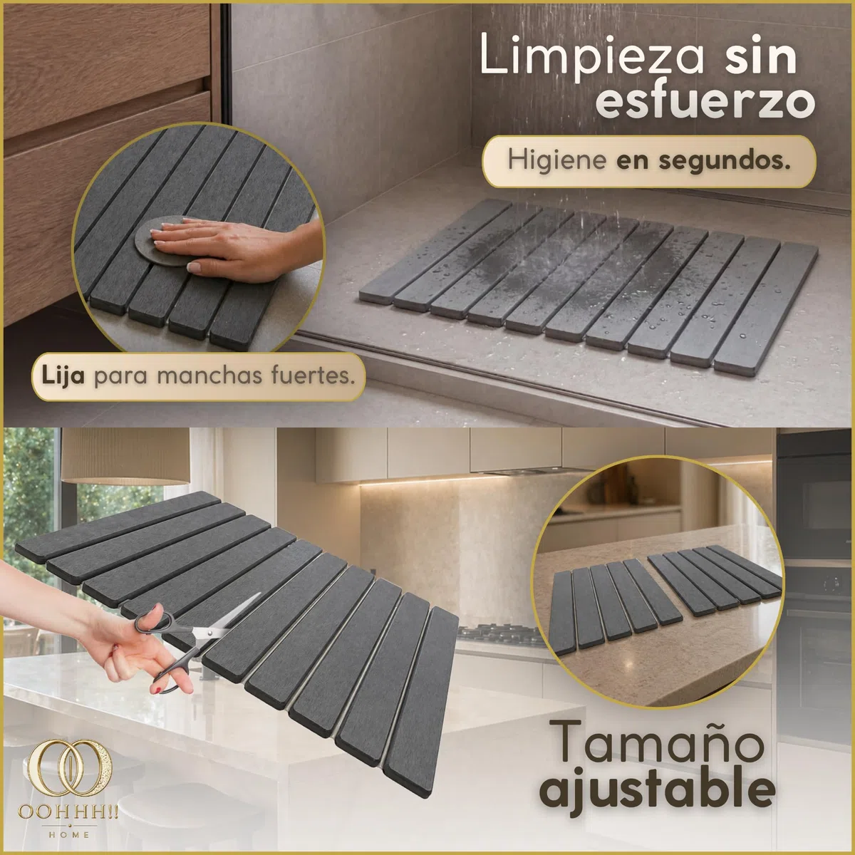 Alfombra Diatomita Baño Plegable 60x39 cm, Alfombrilla de Baño de Piedra Diatomita Secado Rápido, Antideslizante, Cortable, Base Absorbente para Ducha, Cocina, Escurreplatos, Plantas y Piscina