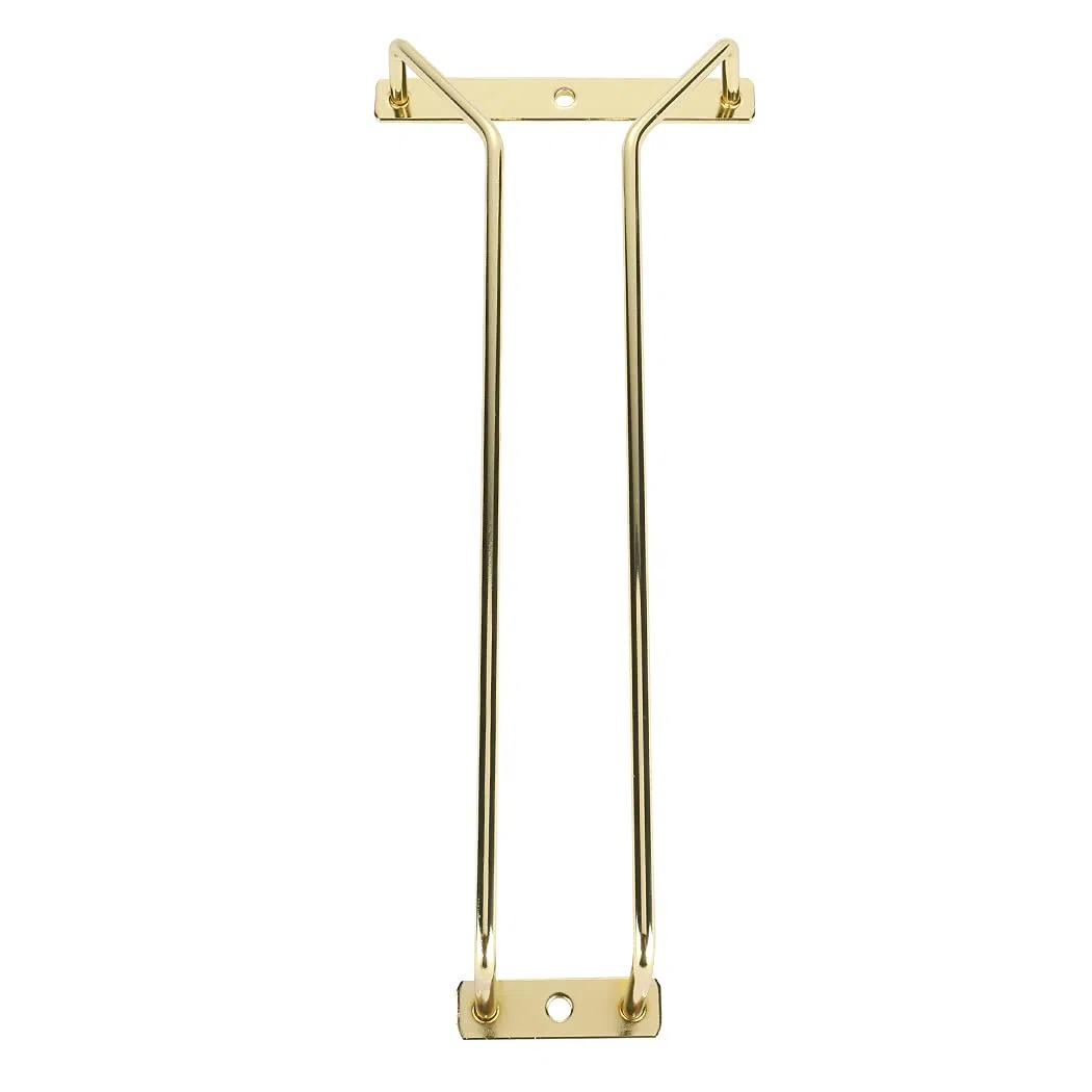 Soporte para copas de vino de 27,5 cm, para debajo del gabinete, estante para copas de vino, soporte para trompas de alambre colgante para barra de cocina, paquete de 2