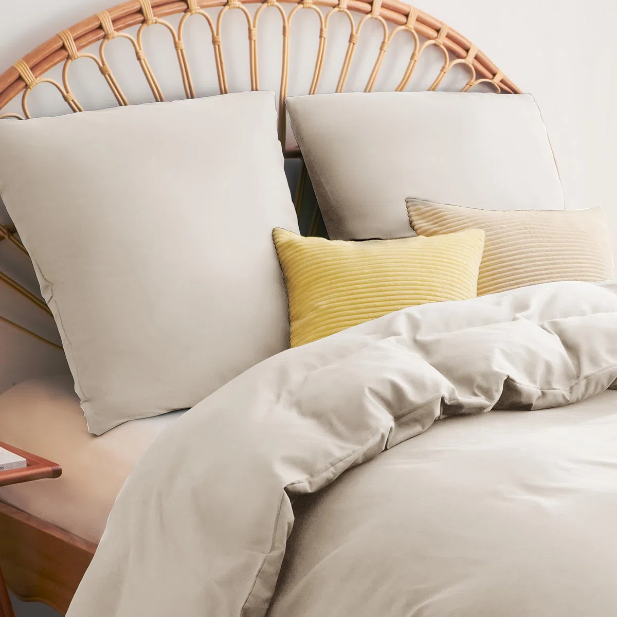 WAVVE Funda Nórdica 200x200 cm 1pc con Funda Almohada 65x65 cm 2pcs, Beige