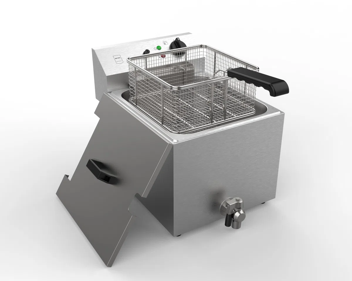METRO Professional Freidora GDF1010, acero inoxidable, 10 litros, asa resistente al calor, 8.1 kW