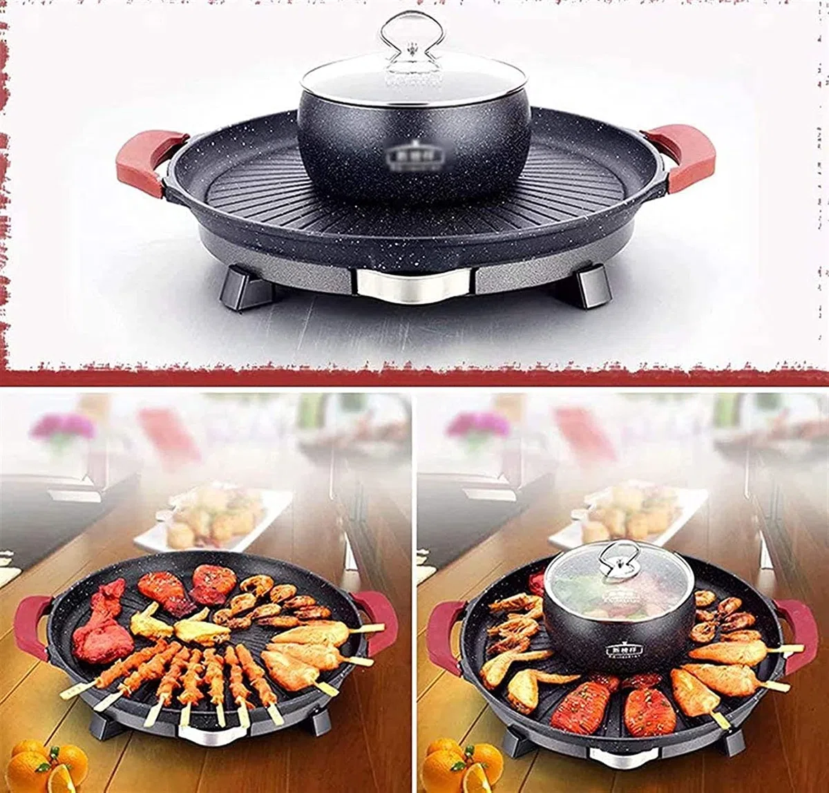 Parrilla Eléctrica Plancha de Asar La Parrilla multifunción se Puede Utilizar para una Bandeja para Hornear eléctrica Antiadherente Comercial/doméstica 1016